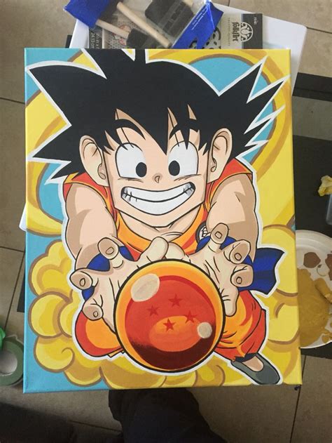 Kid Goku Acrylic Painting Instagram Sdrstudio Anime Canvas Art