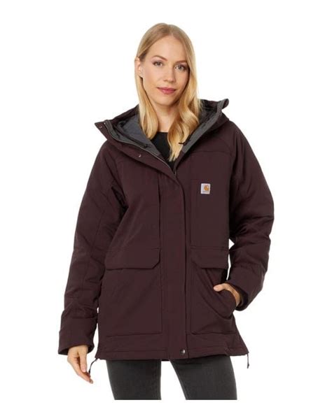 carhartt synthetic super dux relaxed fit insulated traditional coat in brown lyst