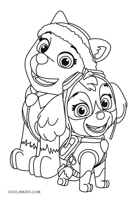 Skye And Everest Rainbow Colouring Page Coloring Page Printable Porn