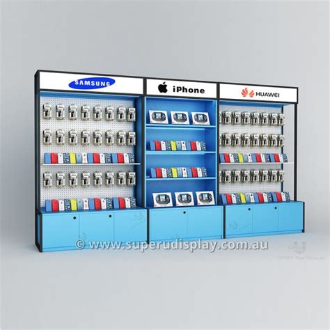 High Tempered Glass Mobile Cell Phone Display Cabinet Custom Made Shop Fittings For Retail