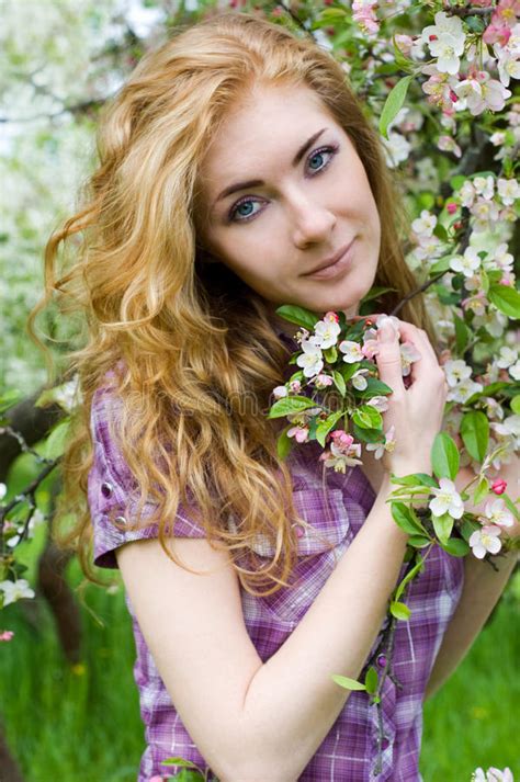 Red Headed Woman Under Cherry Tree Photos Free And Royalty Free Stock