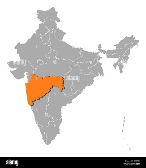 Political Map Of India With The Several States Where Maharashtra Is