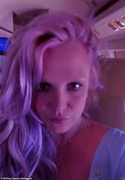 Britney Spears Shares Private Plane Selfie Of Her Horrible Purple Hair Daily Mail Online