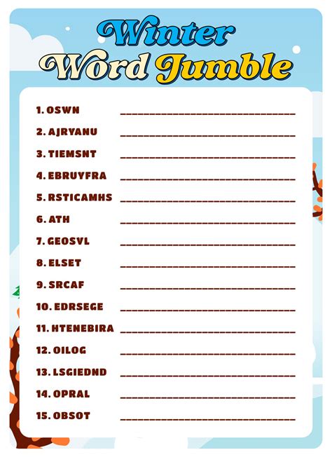 Free Printable Jumble Word Puzzles