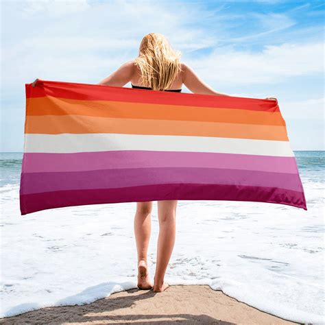 Sunset Lesbian Pride Flag Beach Towel Sunset Lesbian Flag Etsy