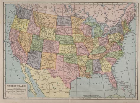 United States Vintage Us Map Map Decor Travel Decor Vintage Usa Map