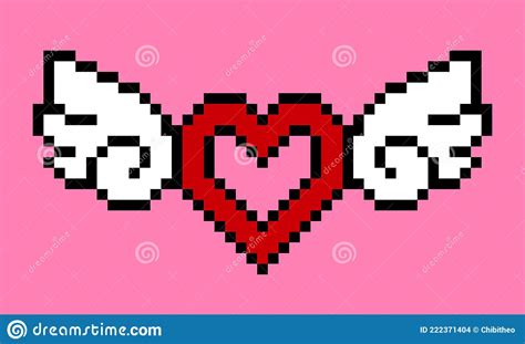 Pixel Love With Wing Love Pattern Vector Illustration Of Pixel Art