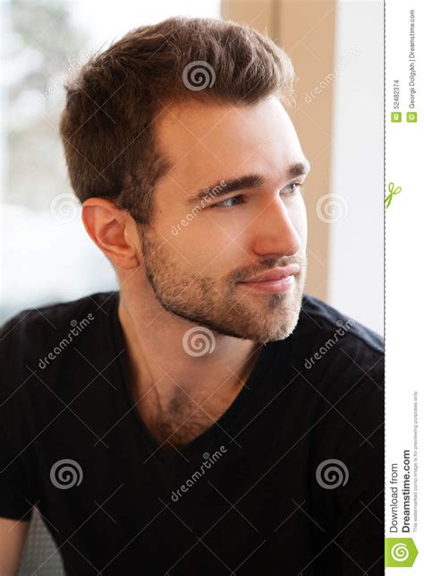 Face Portrait Of A Young Man Stock Photo Image Of Smile Hair 52482374