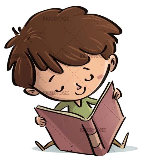 Niño Sentado Con Un Libro Abierto Sobre Un Fondo Aislado Dibustock