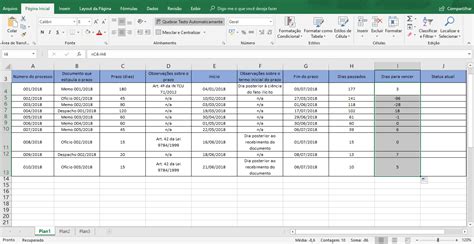 Controle de prazos no Excel planilha avisa que o vencimento está