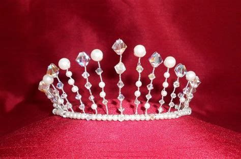 Beautiful Ice Crown Tiara With White Pearls And Swarovski Etsy