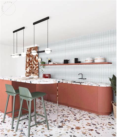 Beautiful Terrazzo Tiles And Color Palette Brown Kitchen Designs