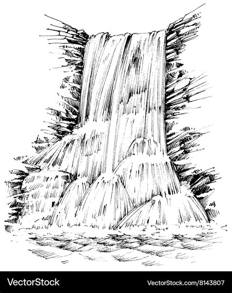 Artistic Sketch Waterfall Royalty Free Vector Image