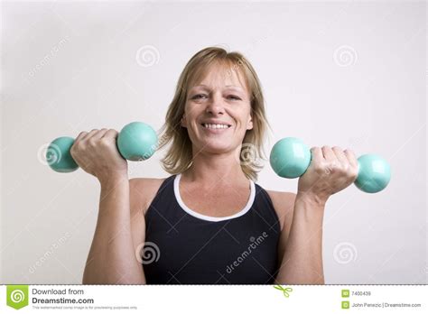 Exercising With Dumbbells Stock Image Image Of Girl Lift 7400439