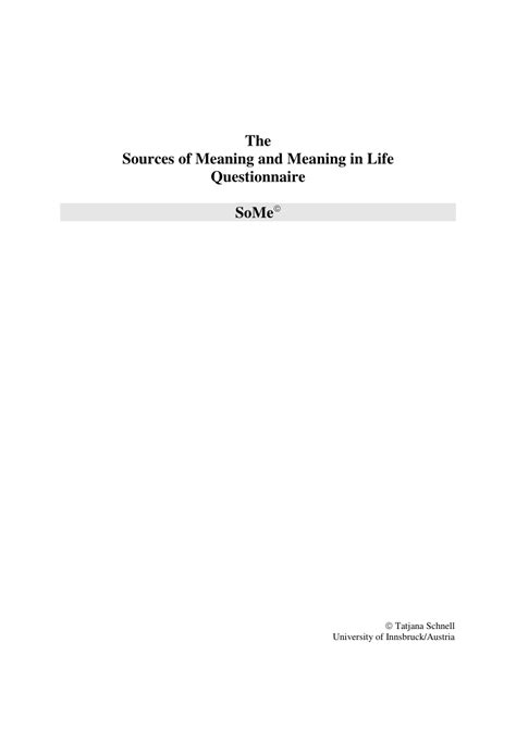 (PDF) Sources of Meaning and Meaning in Life Questionnaire (SoMe ...