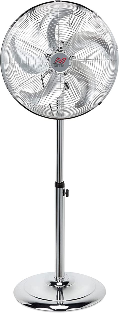 Netta 16 Inch Metal Pedestal Floor Fan Chrome Standing Fan With 5