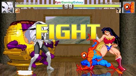 Spider Man And Wonder Woman Vs Silver Banshee And Modok In A Mugen Match Battle Fight This