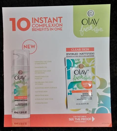 Olay Fresh Effects Clear Skin Redness And Pore Reducing Mattifier Sample