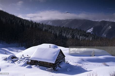 Snow Covered Cabin In Western Colorado Stock Photo Getty