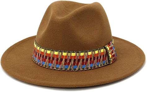 Lisianthus Womens Fedora Hat Flat Brim Jazz Hat With Colorful Weave