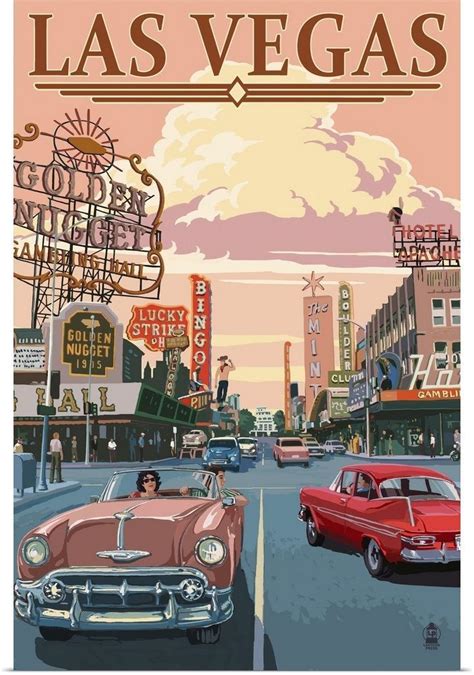 Las Vegas Old Strip Scene Retro Travel Poster Retro Travel Poster