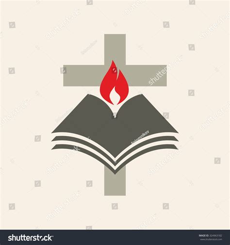 Church Logo Cross Open Bible Flame Stock Vector 324963182 Shutterstock