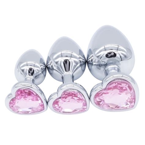 Domi 3pcs Butt Stimulator Sex Toys Stainless Steel Crystal Jewelry Heart Anal Plug In Anal Sex