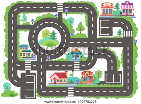 Children Board Game City Road Wallpaper Stock Vector Royalty Free