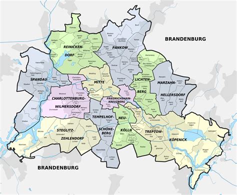 Large Berlin districts map | Berlin | Germany | Europe | Mapsland