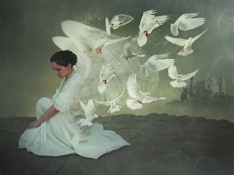 Canva Art Painting Of Woman With White Doves Real Angel Numbers
