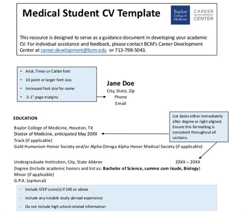 sample medical curriculum vitae templates