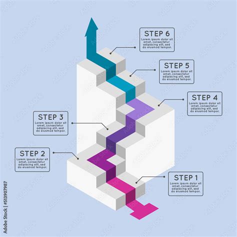 Stairs Infographic With 6 Steps Colorful Staircase With Six Options