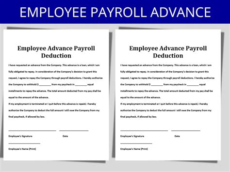 Employee Advance Payroll Deduction Form Editable Template Etsy