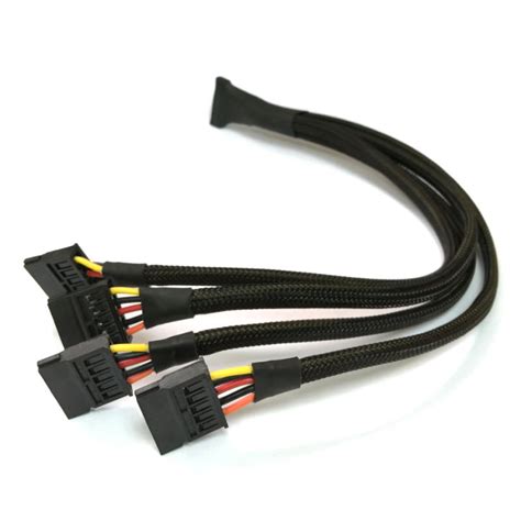 Sata Power 5 Pin 1 To 4 X Sata Y Split Sleeved Splitter Cable 30cm Moddiy