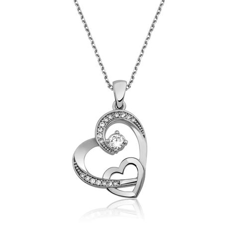 two heart necklace 925 sterling silver for women girlfriend etsy uk