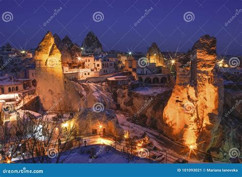 General View Of The Cappadocia At Night Stock Image Image Of Hill