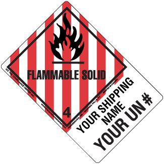 Hazard Class Flammable Solid Worded Shipping Name Large Tab