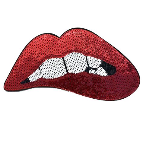 Wuyucong 1 Pc Red Lips Sew On Iron On Patches For Clothes Jacket Large