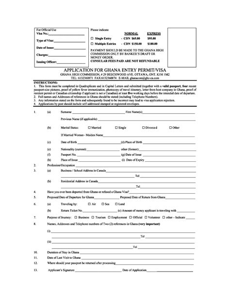 Ghana Embassy Visa Application Form Pdf Fill Online Printable