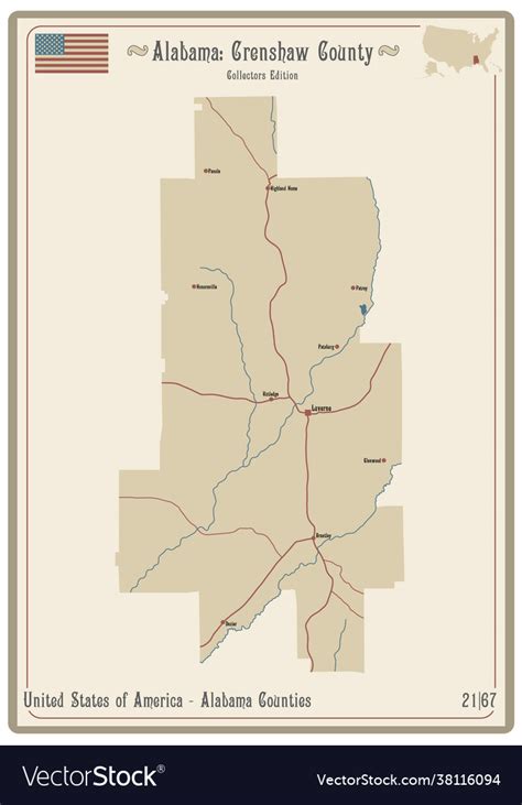 Map Crenshaw County In Alabama Royalty Free Vector Image