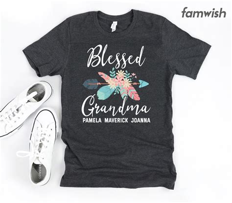 Blessed Grandma Shirt Grandkids Names Personalized Grandma Etsy