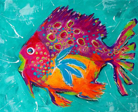 Whimsical Colorful Fish Paintings View In Your Room Houzz