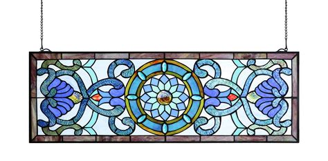Buy Yogoart Extra Large Horizontal 35 Inch Blue Victorian Stained Glass