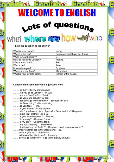Welcome To English Making Question English Esl Worksheets Pdf And Doc