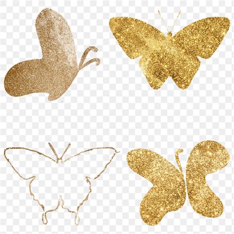 Glitter Png Gold Butterfly Collection Premium Png Rawpixel