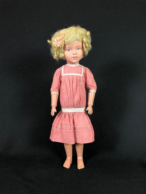 Lot 21 Schoenhut All Wood Character Wigged Girl Antique Mohair Wig Nicely Painted Eyebrows