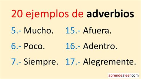 Ejemplos De Adverbios