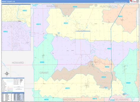 Grant County In Wall Map Color Cast Style By Marketmaps Mapsales