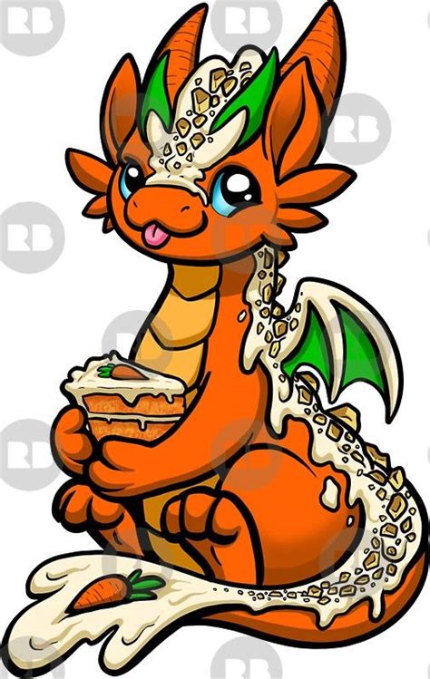 Carrot Cake Dragon Sticker By Rebecca Golins Cool Dragon Drawings Dragon Drawing Cartoon Dragon