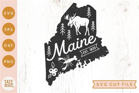 Vintage Maine Svg Cut File Maine State Symbols Svg